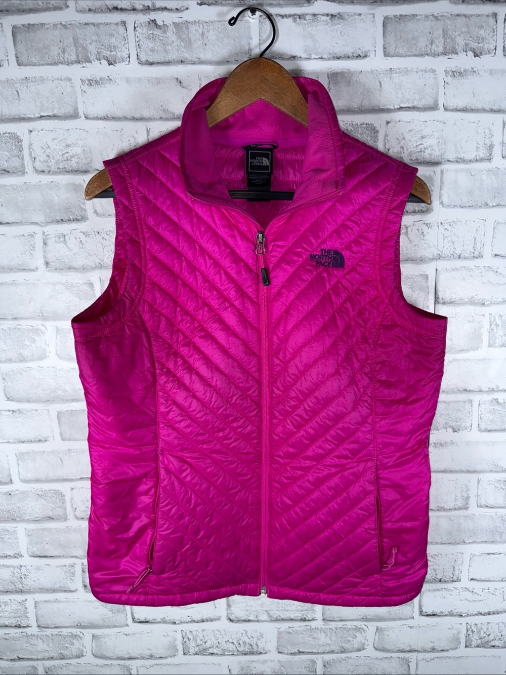 North Face Pink Quilted Puffer Vest Womens M